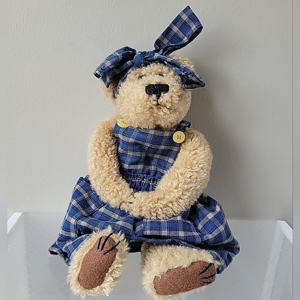 Boyd Bear Collect J.B. Bean Series Light Brown Teddy Bear With‎ Plaid Dress